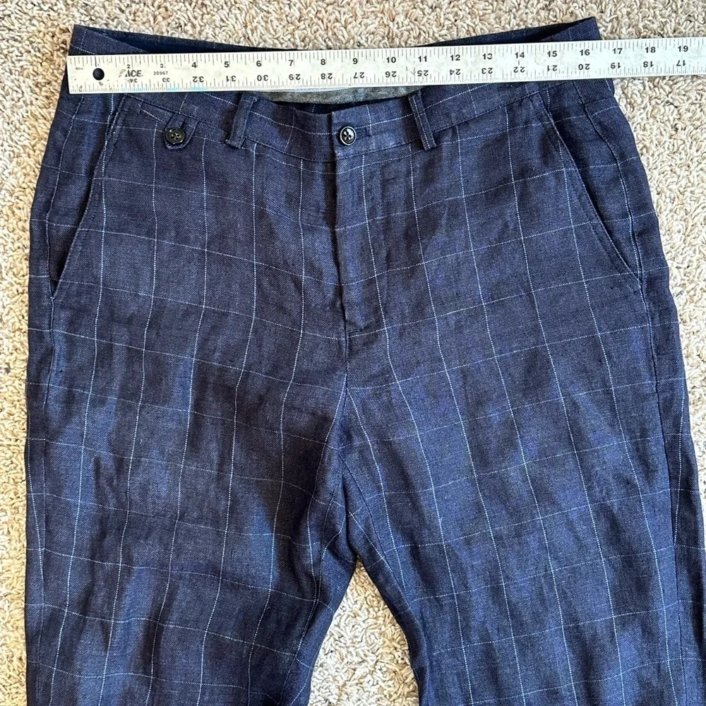 Men's Navy Plaid Dress Pants - Picture 9 of 10